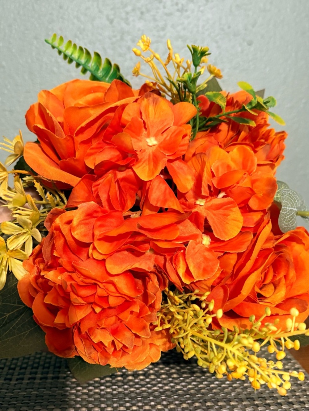 Burnt Orange Floral Centerpiece Wood Box Faux Flowers Fall Decor Gift